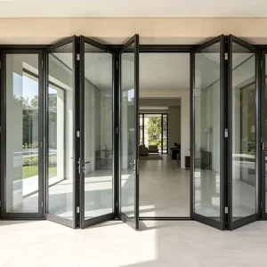 Certified Factory Waterproof Soundproof Hurricane Resistant Folding Aluminium LOW E Double Glazing Glass Doors Bi fold Exterior