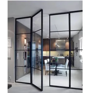 China Supplier Customized Size Black Steel Casement Balcony Glass Arch-Shaped Contemporary Interior Swing Door