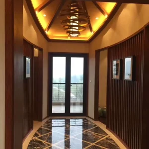 China Top Design Solid Wood Aluminum Composite Door with Double Tempered Glass Thermal Break Aluminium for Villa Hotel Project