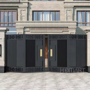 Chinese-Style Automatic Folding Swing Aluminum Courtyard Gate for Villa