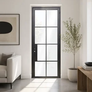 Classic French Wrought Steel Glass Door Decorative Grill Tempered Glass Interior Balcony Door for Villa House