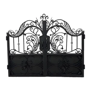 Classical Hand Forged Wrought Iron Porte Dingresso for Double Villa Courtyard Gate Lion Head Decor Anti Theft Driveway Gate