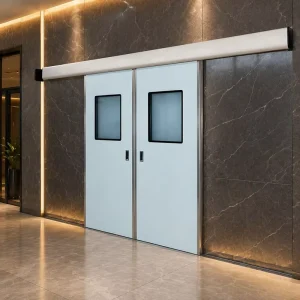 Cleanroom Steel-Finished Automatic Hermetic Sliding Door for Hospital ICU with Foot-Operated Sensor and Sound Insulation