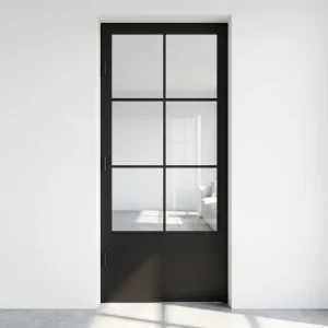 Clear Glass Swing Door with Metal Frame for Interior Use