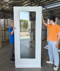 Clear Light Glass Fiberglass Entry Door Smooth Sliver Frame Waterproof Composite American Door Support ODM