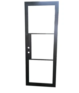 Clear or Frosted Tempered Glass Swing Door with Steel Frame for Interior Use