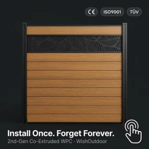 Co Extrusion Wood Plastic Composite Fence Hollow Durable Fade Resistant Low Maintenance Garden Residential OEM Custom Size