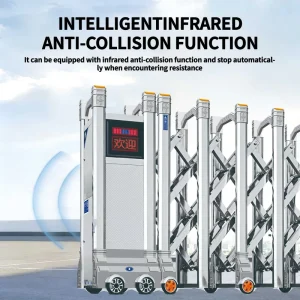 Collapsible Sliding Automatic Retractable Gate with Remote Control, Aluminum Alloy, Folding Portable Design