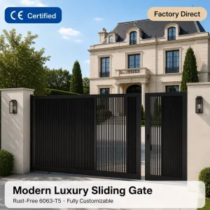 Commercial Heavy-Duty Electric Aluminum Sliding Gate Remote-Controlled Custom Width and Height