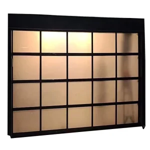 Commercial Modern Black Frosted Glass Full View Aluminum Alloy Sectional Garage Door Electric Side Opening Remote Control