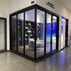 Commercial Postmodern Interior Double-Glazed Aluminum Fiberglass Sliding Glass Door Waterproof