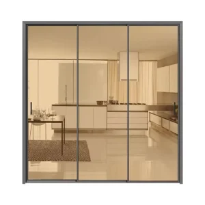 Commercial Slim Frame Tempered Glass Door Double Panel Slide System for Patio Balcony Garden Living Room Sliding Glass Door