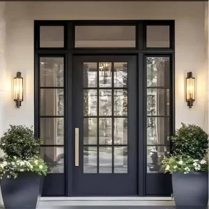 Commercial Swing Glass Door Double Glazed Thermal Break Aluminum French Door with Door Closer