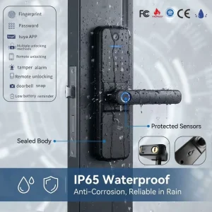 Commercial Waterproof WiFi Digital Fingerprint Smart Door Handle Lock for Glass Doors
