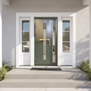 Contemporary Front Door with Frosted Glass Insert for Home Entrance