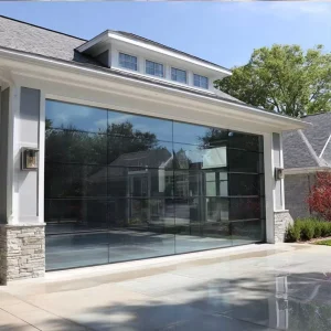 Contemporary Frosted Matte Translucent Aluminum Glass Panel Garage Door