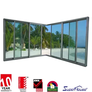 Corner Lift Sliding Door with Double Tempered Glass for Commercial