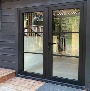 Crittall Style Interior Steel Framed Glass French Doors European Standard With Aluminum Alloy Iron Doors