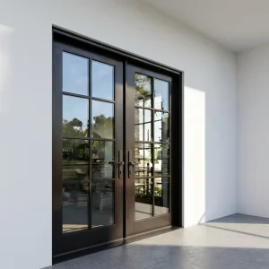 Custom Aluminum Exterior French Door with Tempered Glass Modern Balcony French Swing Door