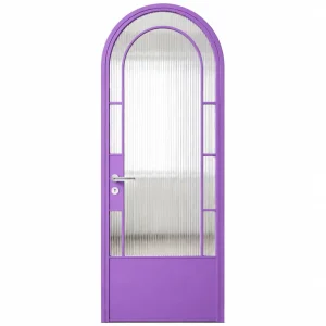Custom Arched-Top Stained-Pattern Glass Aluminum Swing Interior Door