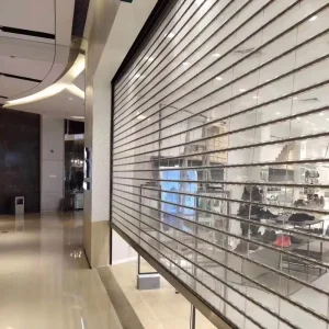 Custom Automatic Crystal Polycarbonate Rolling Shutter Door Vision Security Grille Electric PC Roll-Up Door for Malls and Retail Shops