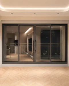 Custom Black Aluminum Glass Sliding Door 4-Panel Balcony Patio Door for Living Room