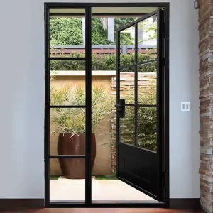 Custom Color Double French Aluminum Glass Door for Patio, Balcony, and Exterior Entry