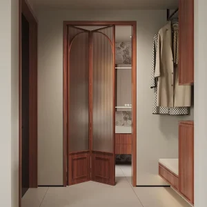 Custom Color Folding Wood Door Personalized Folding Door Matching Various Home Decor