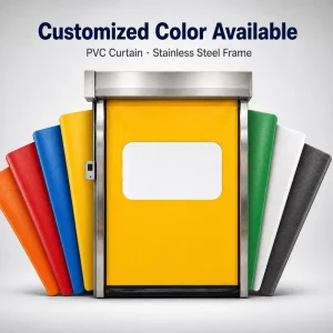 Custom-Color PVC High-Speed Roll-Up Industrial Door in Yellow, Blue, or Red