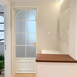 Custom Colors Luxury Aluminum French Tempered Glass Door with Waterproof Feature for Bedroom Bathroom Kitchen