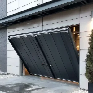 Custom Commercial Electric Elevated Tilt-Up Side-Opening Garage Door, Stainless Steel and Aluminum Alloy, Windproof