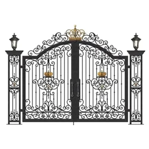 Custom Design High Quality Modern Luxury China Factory Manufactures Outdoor Exterior Main Wrought Iron Gate