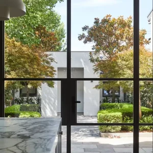 Custom Double Tempered Glass Modern Design Steel French Door
