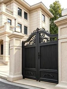 Custom European Decorative Carved Aluminum Driveway Gate for Villa Garden Security Entrance