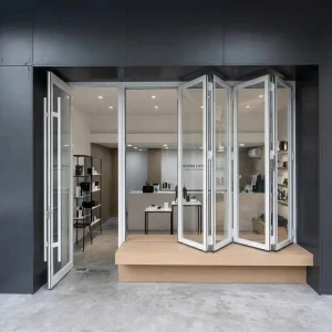 Custom Exterior Aluminum Foldable Double Tempered Glass Waterproof Soundproof Black Modern Door