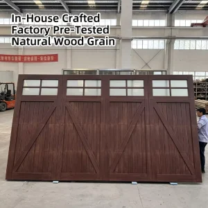 Custom Handcrafted Solid Wood Garage Door Aluminum Reinforced Insulated Sectional Panel Motor Spring Hardware Villa