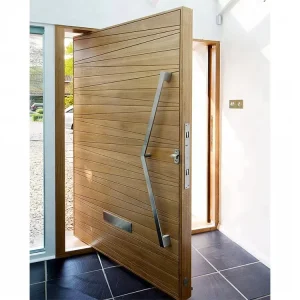 Custom Heavy-Duty House Entry Front Door Modern Wood Glass Pivot Door