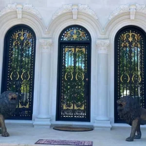 Custom High-End Iron Door Private Villa China Made Modern Design Waterproof Finished Surface Push Pull Cast Aluminum Steel Glass