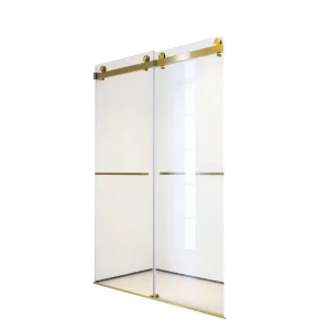 Custom Hotel Project Brushed Coated Glass Frameless Double Sliding Shower Door Modern Design