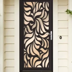 Custom Laser-Cut Metal Door Intricate Geometric Pattern Modern Entryway