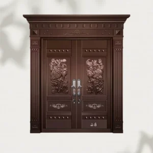 Custom Luxury Solid Pure Copper Villa Entrance Double Door Custom Exterior Security Front Gate For Mansion House