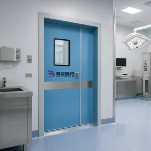 Custom Manual Operating Room Door with Hermetic Seal and Anti-Collision Strip