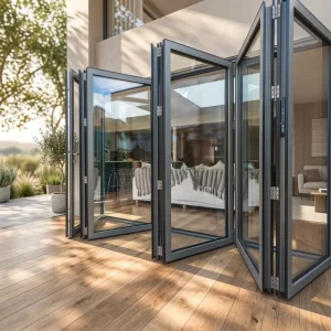 Custom Modern Aluminum Glass Bifold Patio Door for Balcony, Terrace, Courtyard, or Villa