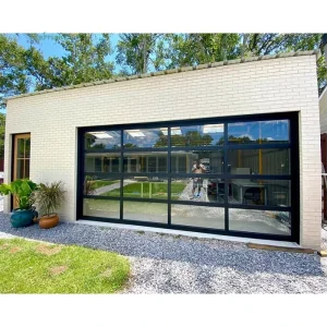 Custom Modern Aluminum Tempered Glass Automatic Garage Door for Villas with Waterproof Finished Surface