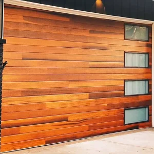 Custom Modern Automatic Wooden Aluminum Glass Garage Door for Outdoor Entry