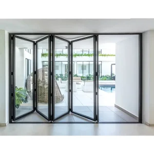Custom Modern Design Aluminum Folding Door with Tempered Glass Exterior Double Soft Closing Waterproof Sliding Doors