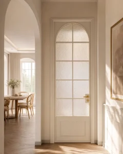 Custom Modern Minimalist Frosted Tempered Glass Aluminum Door, Windproof