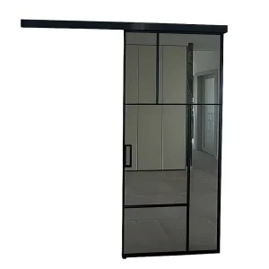 Custom Modern Single Hanging Sliding Barn Door American Warehouse Aluminum Alloy Glass for Interior Kitchen Bathroom Hotel Use