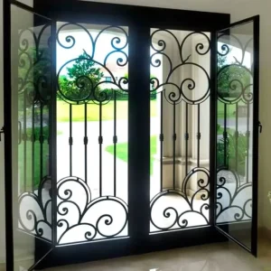Custom Monogrammed Wrought Iron Entry Door for Residences and Property Developments