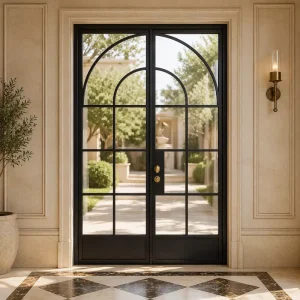 Custom Multi-Grid Steel Tempered Glass Interior Privacy Door for Space Separation